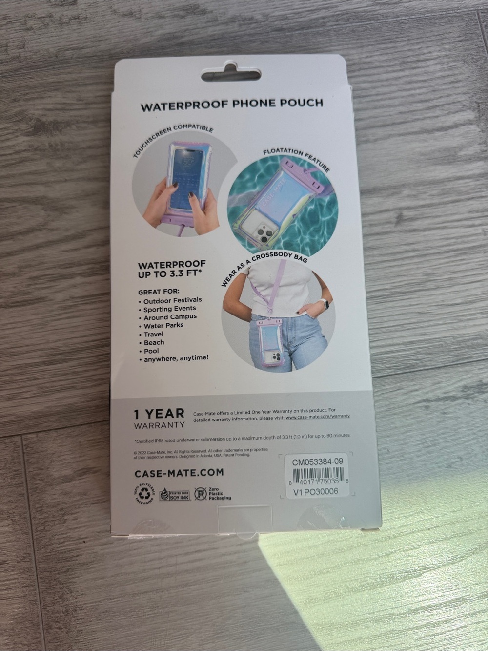 case-mate Iridescent Lavender Waterproof Phone Pouch with Adjustable Strap - Picture 2 of 2